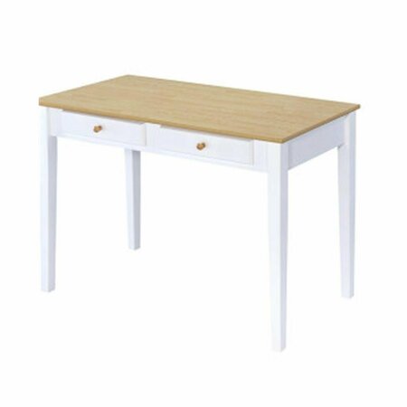 BACK2BASICS 30 in. Oak Top Cottage White Desk with 2 Drawers BA3116589